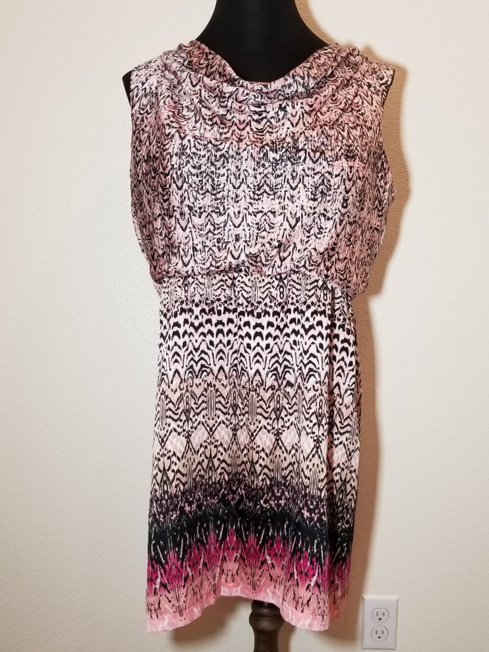 Dana Buchman Womens Large Pink Sleeveless Dress Office City Party Summer Retro